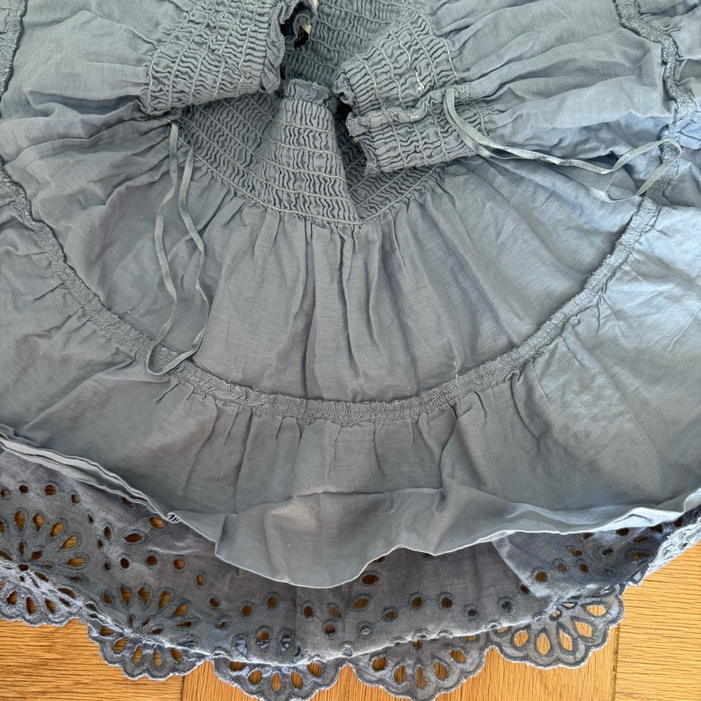 St. Roche Ruffle Embellishment Blue Mini Skirt - Picture 3 of 6